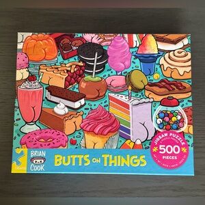 Butts on Things 500-Piece Jigsaw Puzzle - Colorful Sweets Illustration